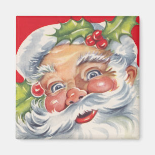 Íman Natal vintage, Papai Noel alegre com seu chapéu