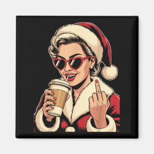 Íman Natal Vintage Papai Noel Coração Óculos Sol Dedo M