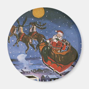 Íman Natal vintage Papai Noel que voa seu trenó