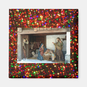 Íman Natividade da Aldeia Sob Dósel Estrelas Multicolor