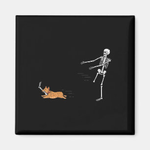 Íman Naughn Corgi Dog Diversão Skeleton Halloween