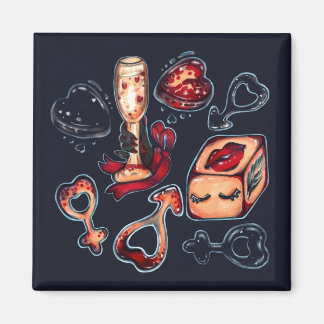 Íman Naughty Dice & Champagne Adult Humor Dark Romance 