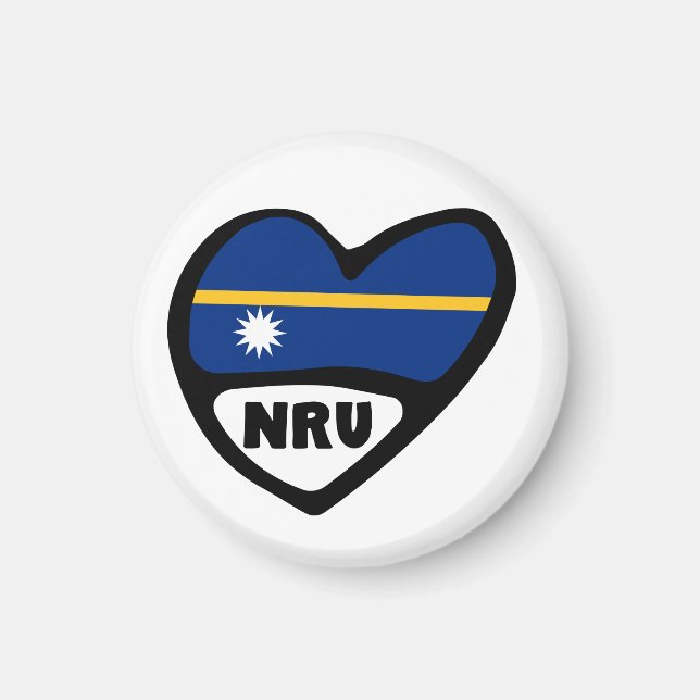 Íman Nauru - Código do País Sinalizador Heart, NRU (Frente)