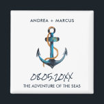 Íman Náutica Anchor Cruise Navio Casamento Favor Magnet<br><div class="desc">O casamento favorece magnetas para casais que se casam num navio de cruzeiro. Personalize com seus nomes,  data de casamento e o nome do navio.</div>