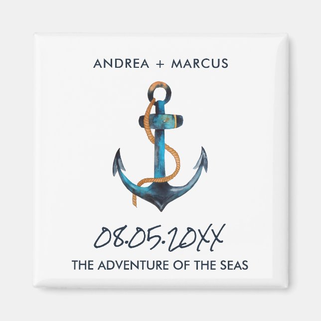 Íman Náutica Anchor Cruise Navio Casamento Favor Magnet (Frente)