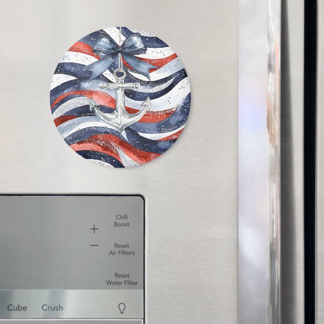 Íman Nautical Red White Blue Bow Anchor (In Situ (Fridge))