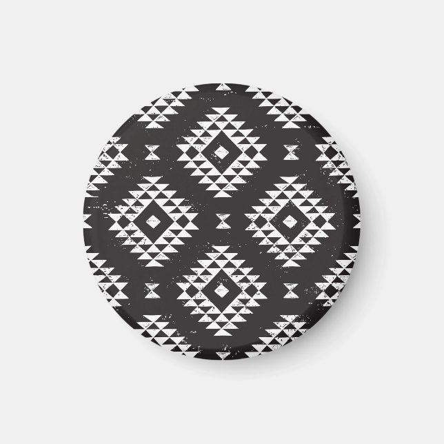 Íman Navajo Geométrico: Tribal Branco Negro. (Frente)