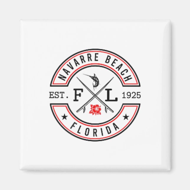 Íman Navarre Beach Florida Fl Retro Surfer Beach Front  (Frente)