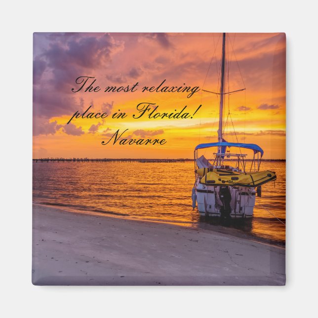 Íman Navarre Florida Fire Sunset Square Magnet (Frente)