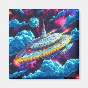Íman Nave Espacial Alienígena de Desenho Animado