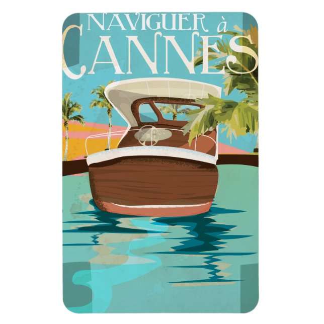 Íman navegar até Cannes (sail to) cartaz de viagem vint (Vertical)