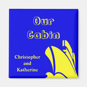 Íman Navio a vapor Marcador de Porta Stateroom Azul