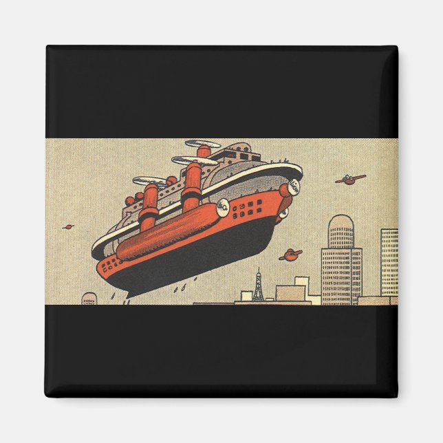 Íman Navio de Cruzeiro de Ficção Científica Vintage Hel (Frente)