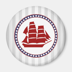 Íman Navio de navigação vermelho náutico e listras