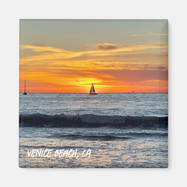 Íman Navio de vela em Sunset - Venice Beach, CA (Frente)