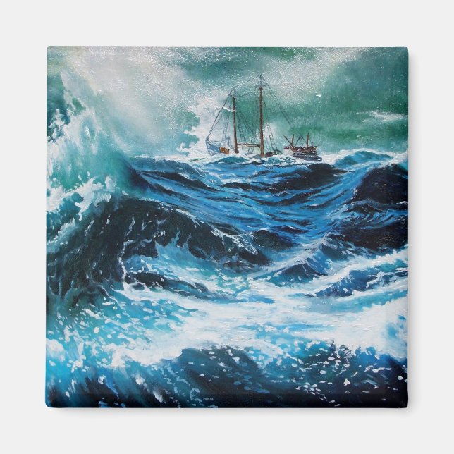 Íman Navio no mar em tempestade (Frente)