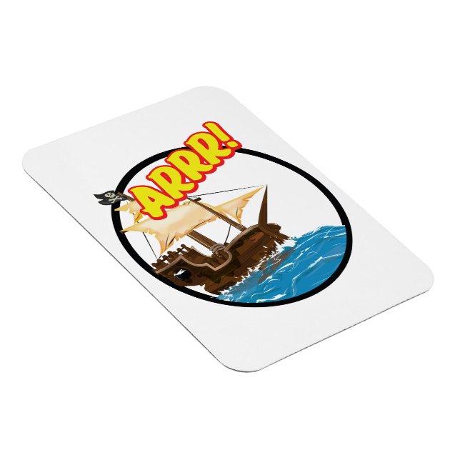 Íman Navio pirata de desenho animado engraçado (Lado Direito)