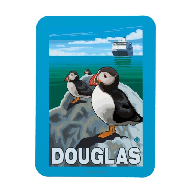 Íman Navio Puffins & Cruise - Douglas, Alasca (Vertical)