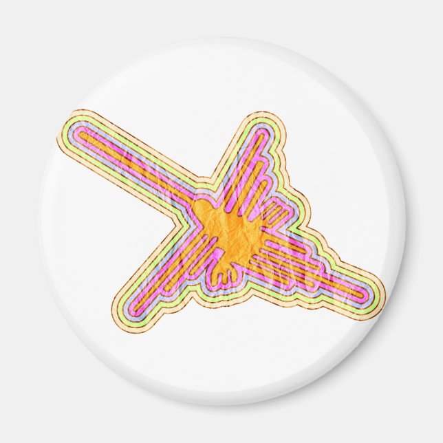 Íman Nazca Lines Hummingbird com efeito de papel rugoso (Frente)