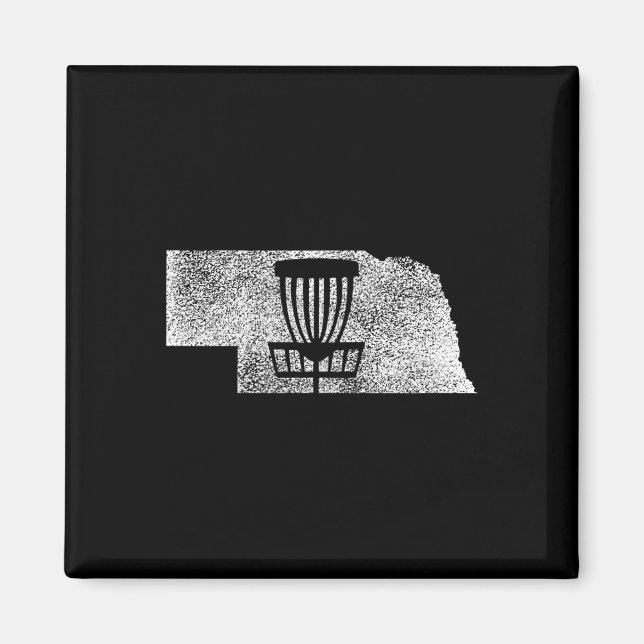 Íman Nebraska Disc Golf Estado Com Cesto Gr Distressed (Frente)