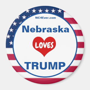 Íman Nebraska LOVES TRUMP Patriotic Fridge