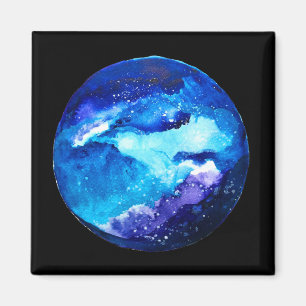 Íman Nebulosa galáxia do planeta azul aquarela
