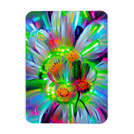 Íman Neon Abstrato Daisies com cores vívidas