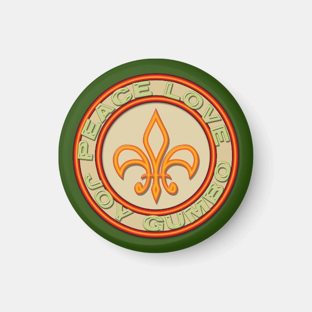 Íman Neon Fleur de Lis Peace Love Gumbo (Frente)