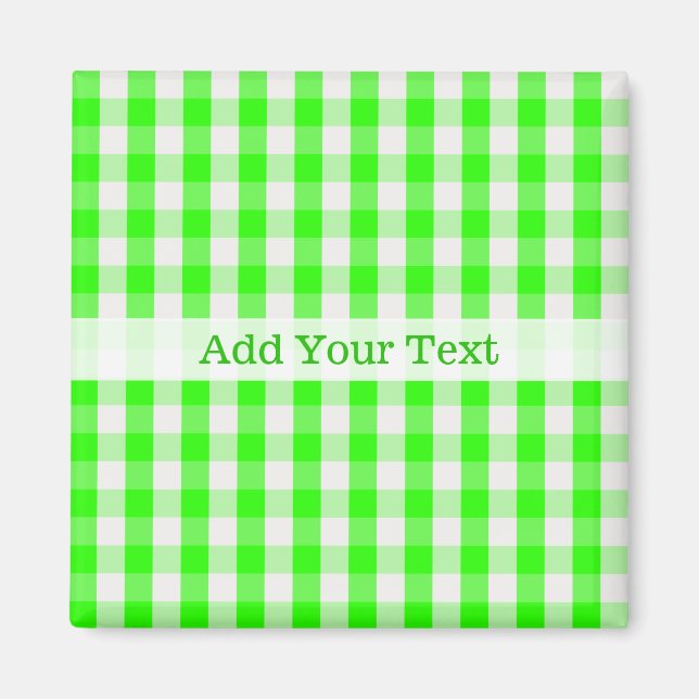 Íman Neon Green Gingham Patterno de Shirley Taylor (Frente)