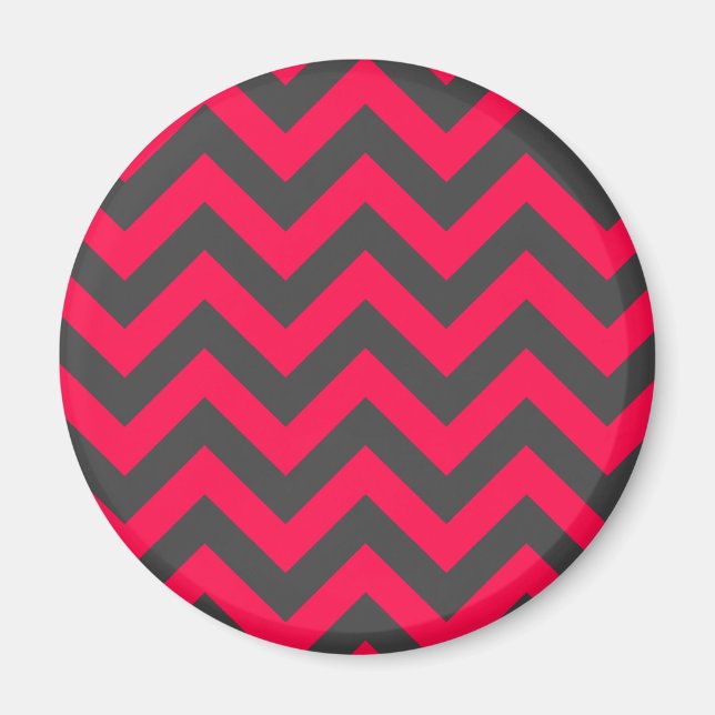 Íman Neon Pink e Cinza Chevron Padrão (Frente)