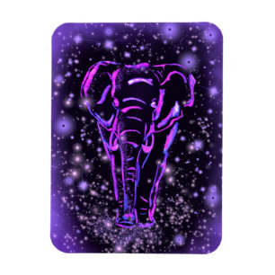 Íman Neon Purple Elephant Andando À Noite Estrelada 