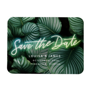 Íman Neon Sign Modern Tropical Save Date (Sinal moderno