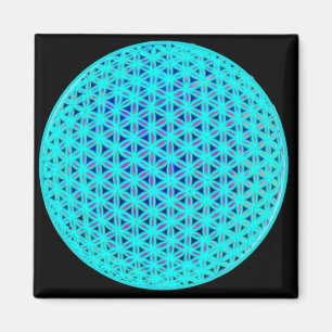 Íman Neon Teal Blue Flower da vida geometria assustador
