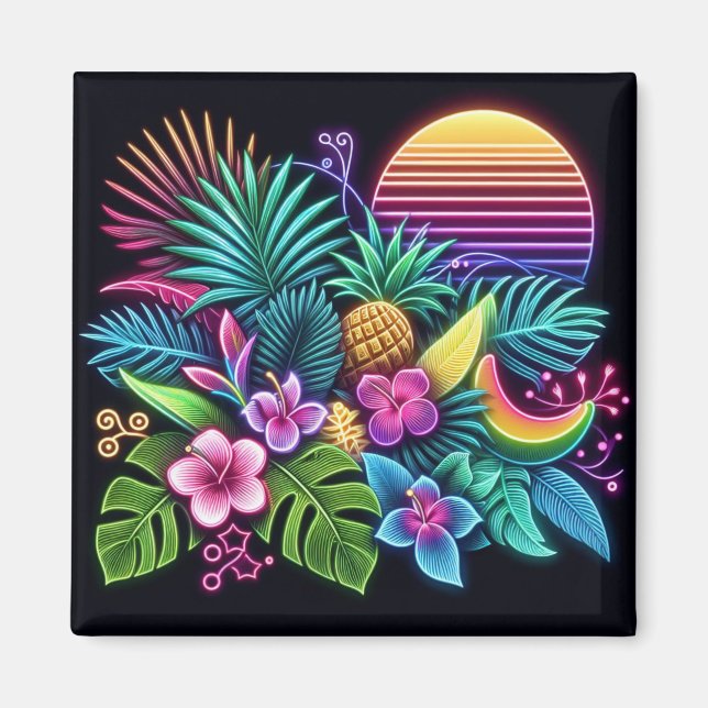 Íman Neon tropical/Havaiano Colorido (Frente)