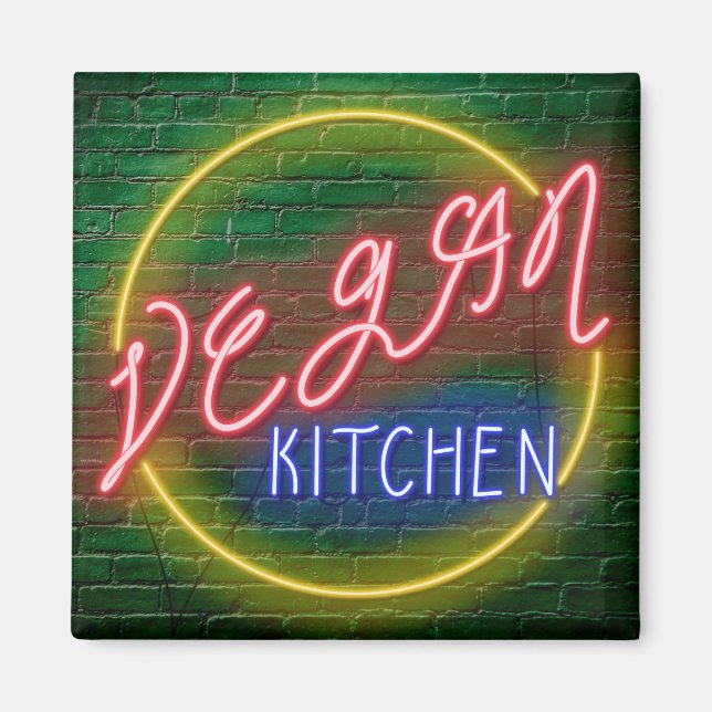 Íman Neon Vegan Kitchen Sinal (Frente)