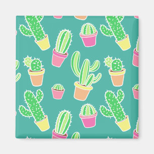 Íman Neon Watercolor Cactus Em Potes