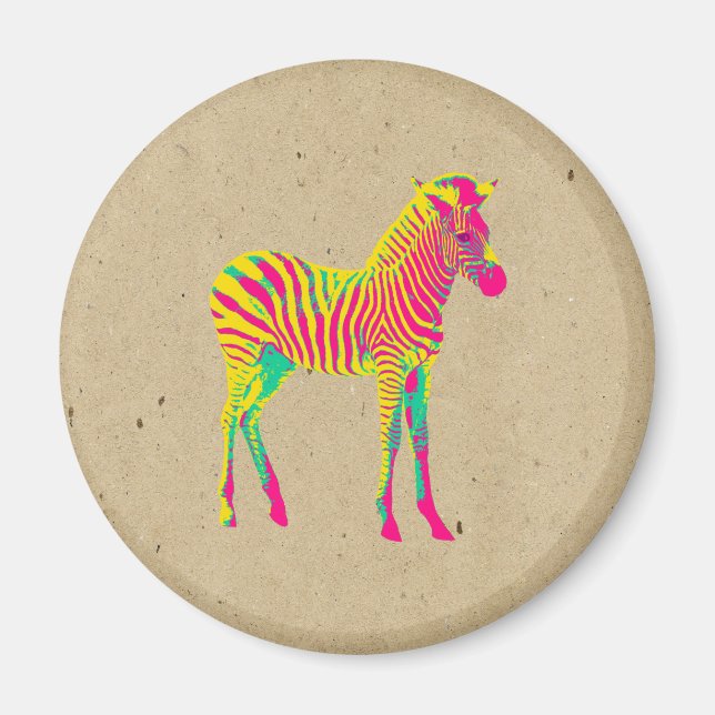 Íman Neon Zebra Baby Animal Psicodélico Cute Funky (Frente)