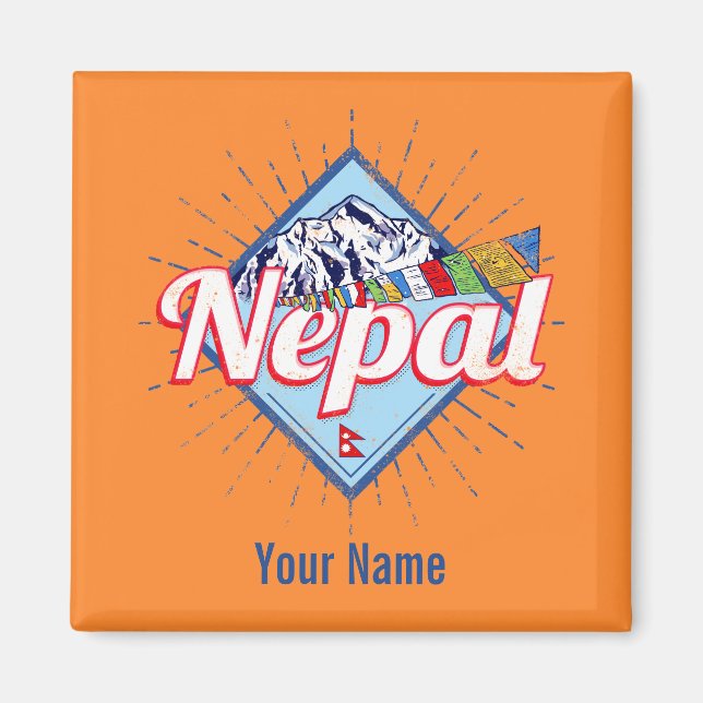 Íman Nepal com Bandeiras Retro Feriado Vintage (Frente)
