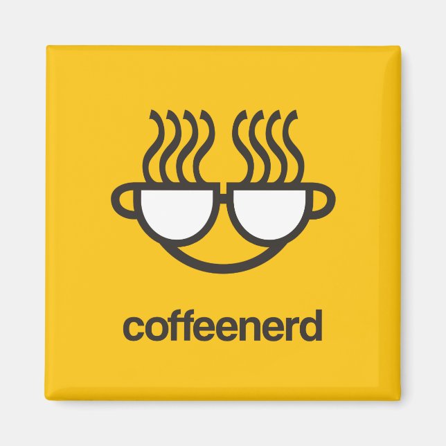Íman Nerd amarelo do café (Frente)