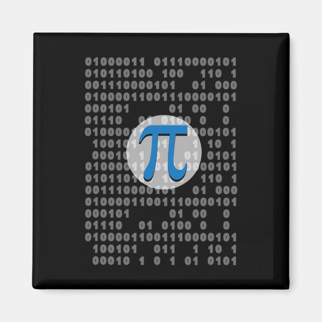 Íman Nerd De Matemática Do Símbolo Pi Day Ascii Binário (Frente)