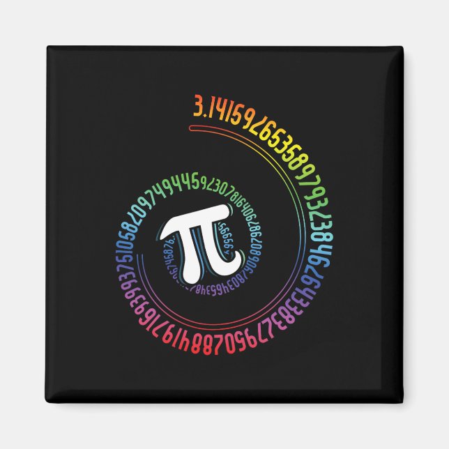 Íman Nerd Espiral Arco-Íris, Geek Matemático, Dia Pi (Frente)