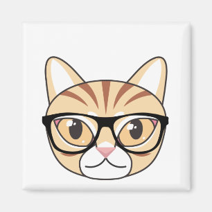 Íman Nerdy Tabby Cat com óculos