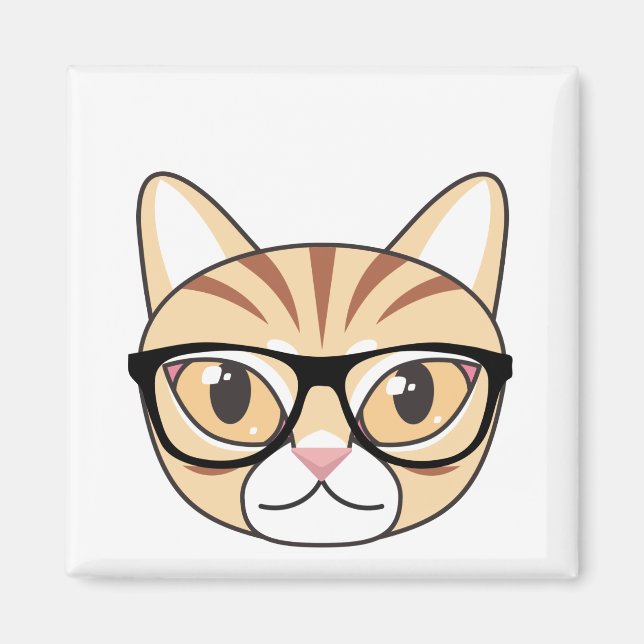 Íman Nerdy Tabby Cat com óculos (Frente)
