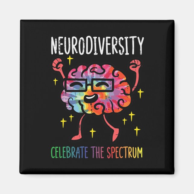 Íman Neurodiversidade Cérebro Autismo Sensibilização e  (Frente)