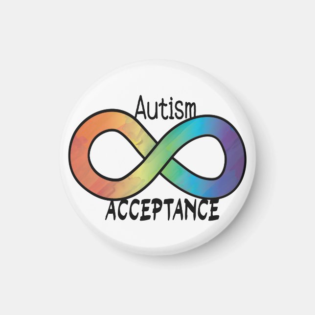 Íman Neurodiversity Autismo Aceitação Arco-Íris Botão (Frente)