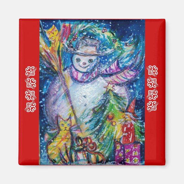 Íman NEVE, BRINQUEDOS E NATAL - ÁRVORE Vermelha (Frente)