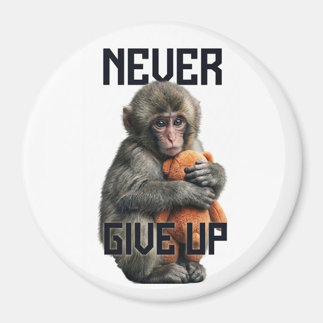 Íman Never Give Up - Resilient Baby Monkey with Teddy B (Frente)