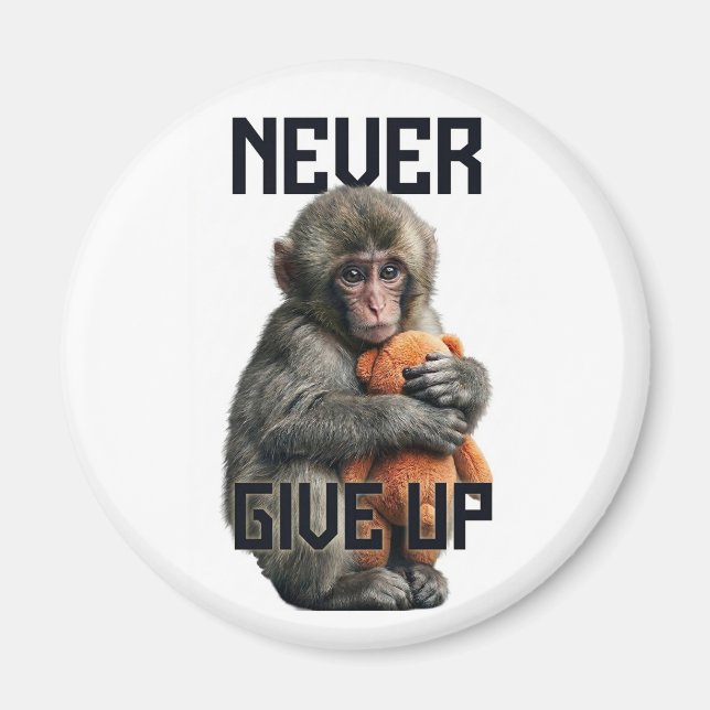 Íman Never Give Up - Resilient Baby Monkey with Teddy B (Frente)