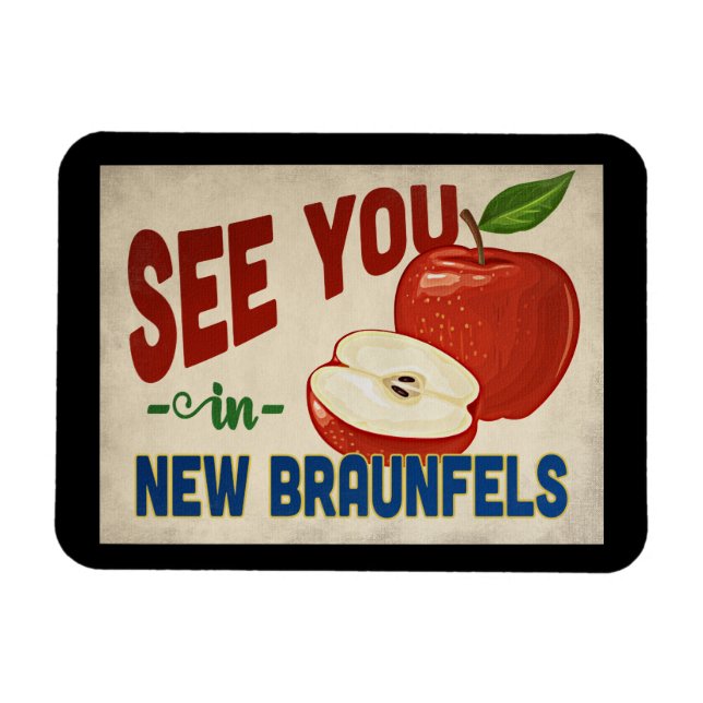 Íman New Braunfels Texas Apple - Viagens vintage (Horizontal)