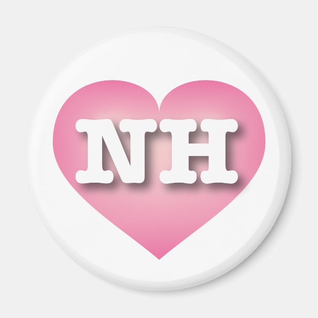 Íman New Hampshire Pink Fade Heart - Eu amo NH (Frente)